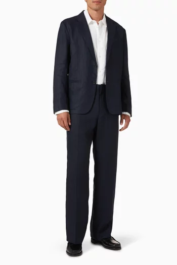 Elasticated Straight-leg Pants in Linen