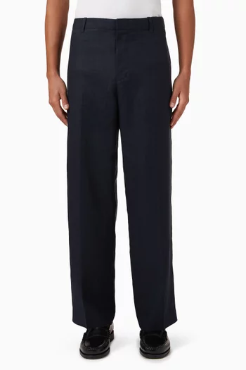 Elasticated Straight-leg Pants in Linen
