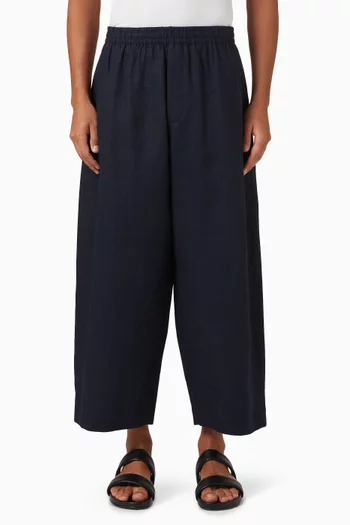 Elasticated Wide-leg Pants in Linen