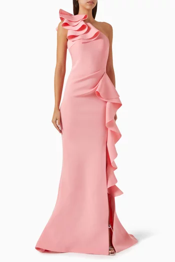 One-shoulder Gown in Scuba
