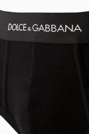 طقم سروال داخلي بشعار الماركة قطن، قطعتان