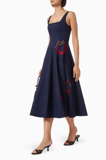 Wells Midi Dress in Cotton Poplin