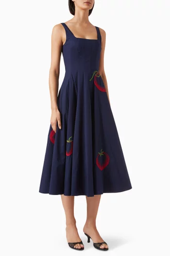 Wells Midi Dress in Cotton Poplin