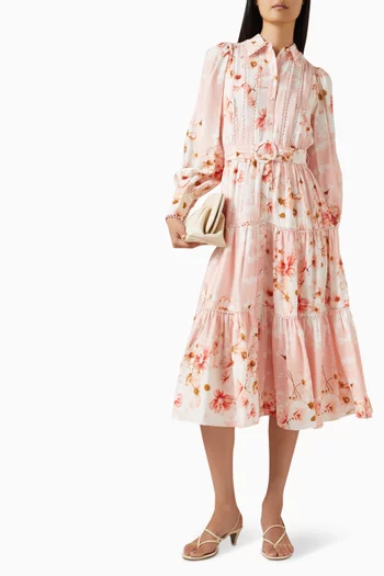 فستان ياسبيلا بحزام مزيج فيسكوز