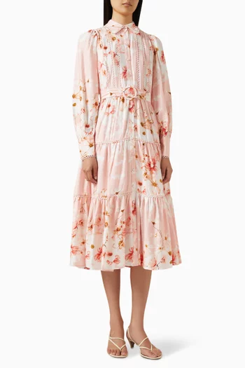 فستان ياسبيلا بحزام مزيج فيسكوز