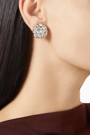 1980s Vintage Dome Crystal Clip-on Earrings