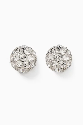 1980s Vintage Dome Crystal Clip-on Earrings