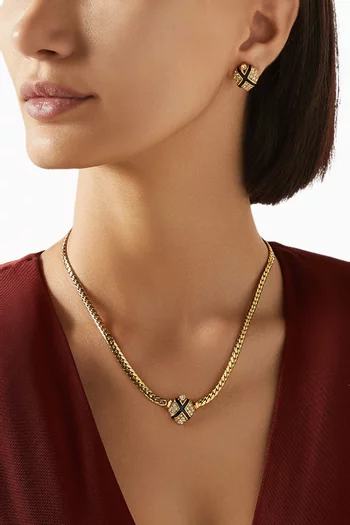 1980s Vintage Heart Earrings & Necklace Set