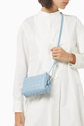 Mini Loop Camera Crossbody Bag in Intrecciato Leather