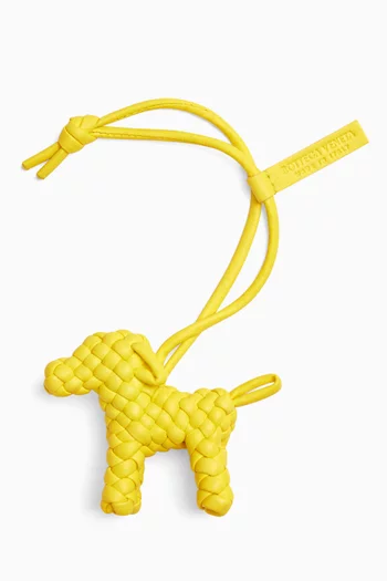 Dog Charm in Intreccio Leather