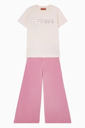 Rhinestone Logo T-shirt in Cotton Jersey