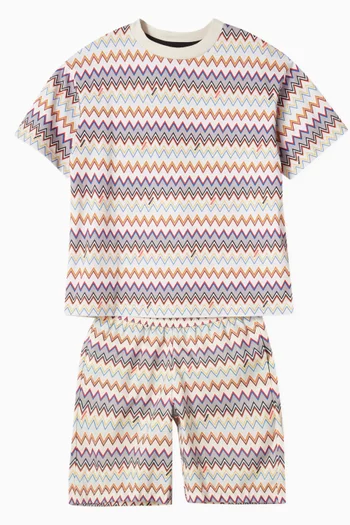 Chevron Print Swim Shorts in Nylon