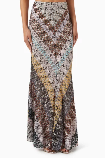 Flared Lace-knit Skirt in Rayon Blend