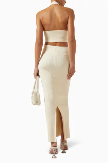 بلوزة قصيرة بحمالات حول الرقبة قطن