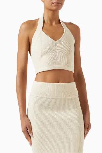 بلوزة قصيرة بحمالات حول الرقبة قطن