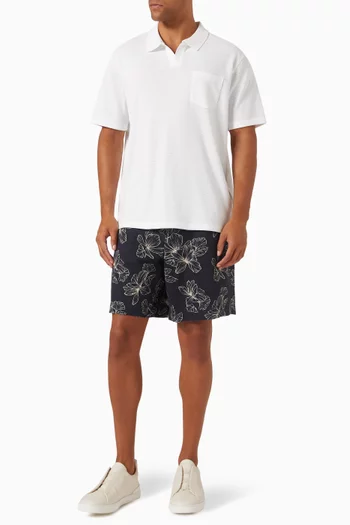 Floral Beach Shorts in Linen-blend