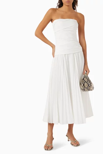 Arie Bustier Midi Dress in Cotton Poplin