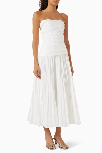 Arie Bustier Midi Dress in Cotton Poplin