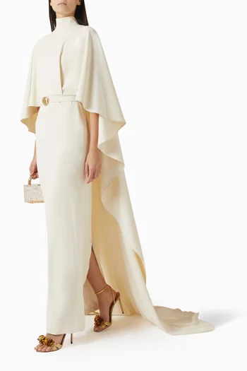 Ruffled Cape Maxi Dress