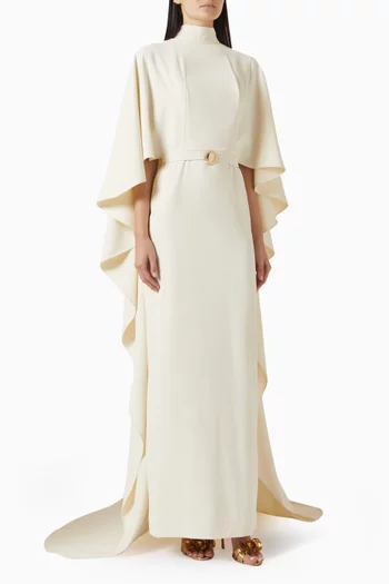 Ruffled Cape Maxi Dress