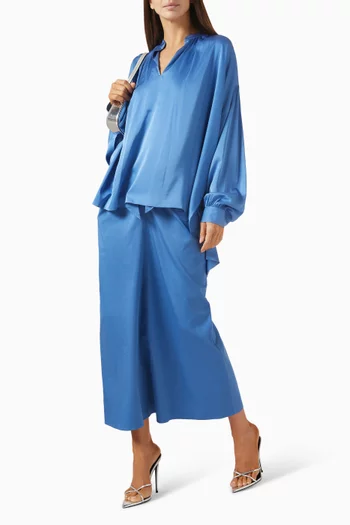 Oversized Kaftan Shirt in Satin