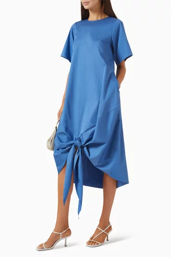 Knot-hem Midi Dress in Cotton