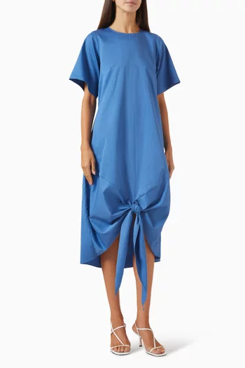 Knot-hem Midi Dress in Cotton