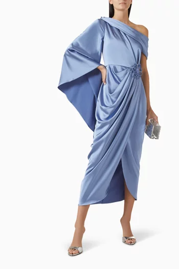 Asymmetrical Midi Dress in Satin