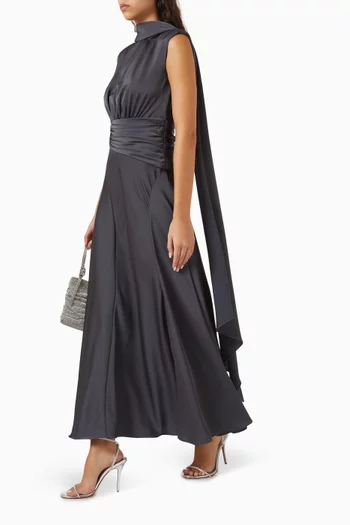 Scarf-neckline Maxi Dress