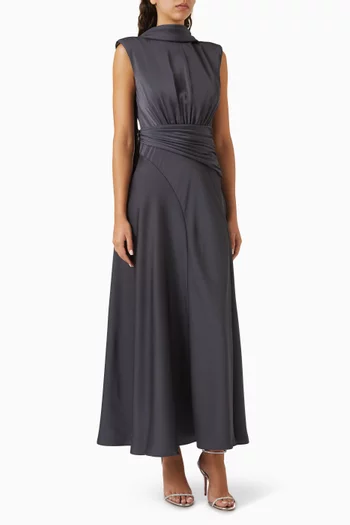 Scarf-neckline Maxi Dress