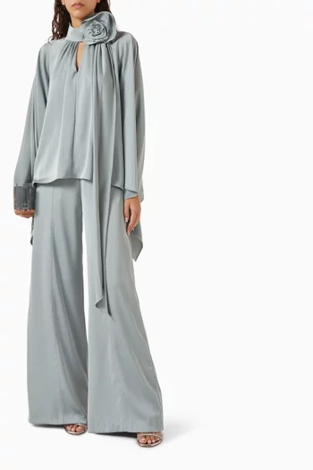 Scarf Top & Pants Set in Satin