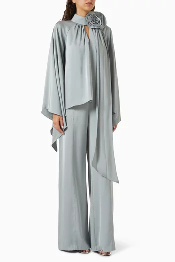 Scarf Top & Pants Set in Satin