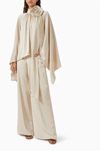 Scarf Top & Pants Set in Satin