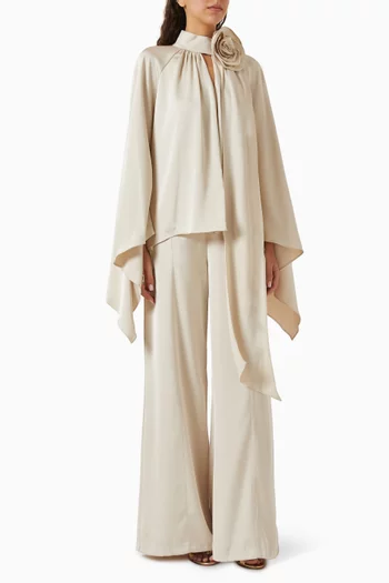 Scarf Top & Pants Set in Satin