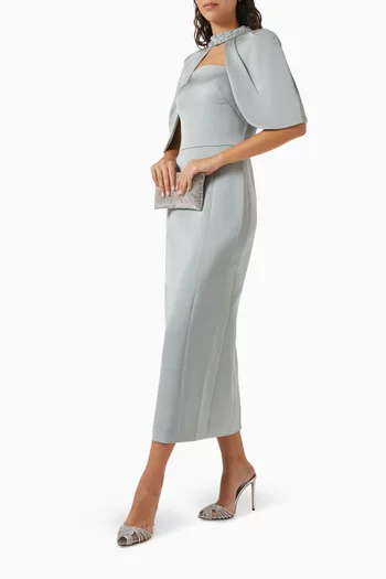 Detachable Cape Midi Dress
