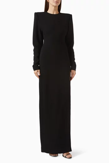 فستان بقصة مستقيمة بفتحة مزيج صوف بكر