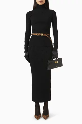 Turtleneck Rib-knit Top