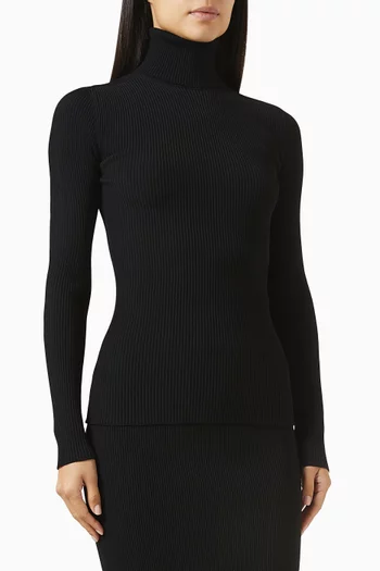 Turtleneck Rib-knit Top