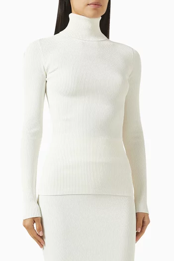 Turtleneck Rib-knit Top