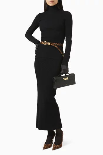 Rib-knit Column Skirt