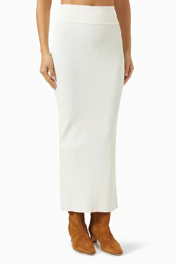 Rib-knit Column Skirt