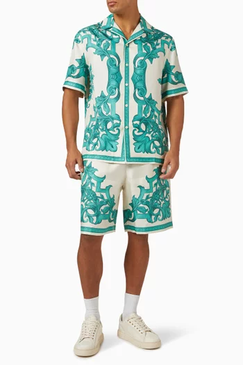 Barocco-print Shorts in Silk Twill