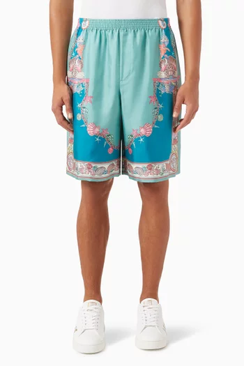 Coral Theatre-print Shorts in Silk-twill