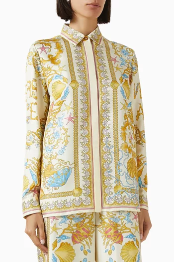 Underwater Barocco-print Shirt in Silk Twill