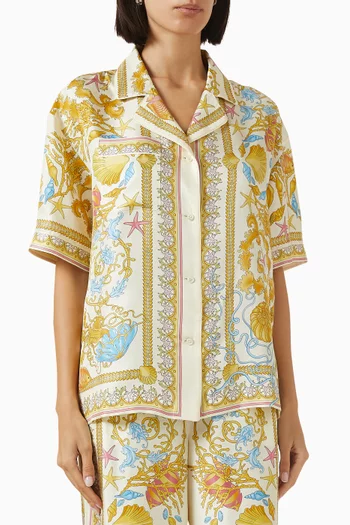 Underwater Barocco-print Shirt in Silk Twill