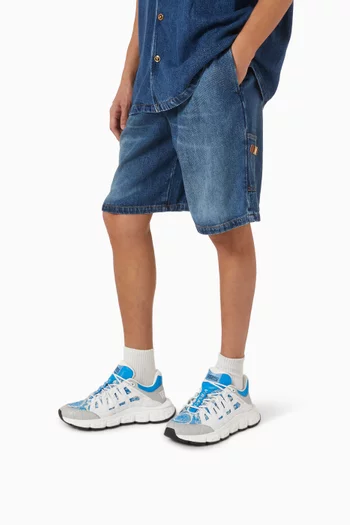 Barocco Trigreca Sneakers in Leather & Canvas