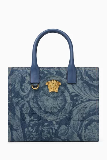 Small La Medusa Tote Bag in Denim
