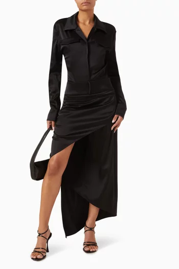 Backless Shirt Bodysuit in Satin