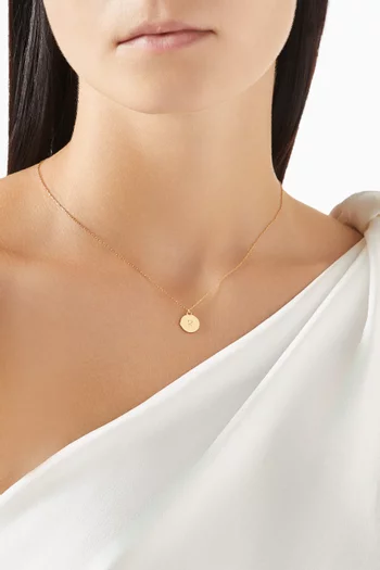 Initial R Mini Pendant Necklace in Gold-tone Metal