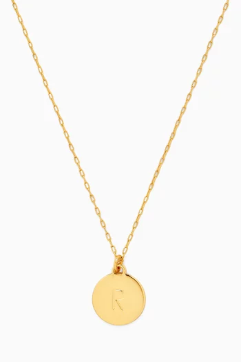 Initial R Mini Pendant Necklace in Gold-tone Metal